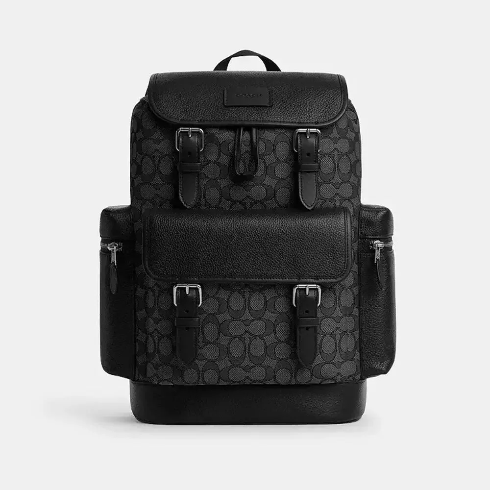 NWT Coach Men CBM50 Sprint Backpack In Signature Jacquard Charcoal/Black